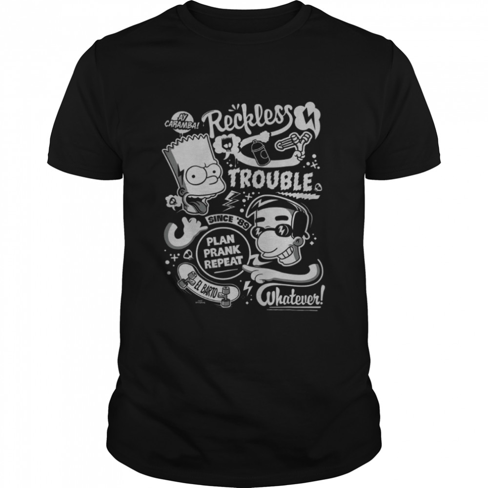 The Simpsons Bart and Milhouse Reckless Trouble Since 89 T-Shirt
