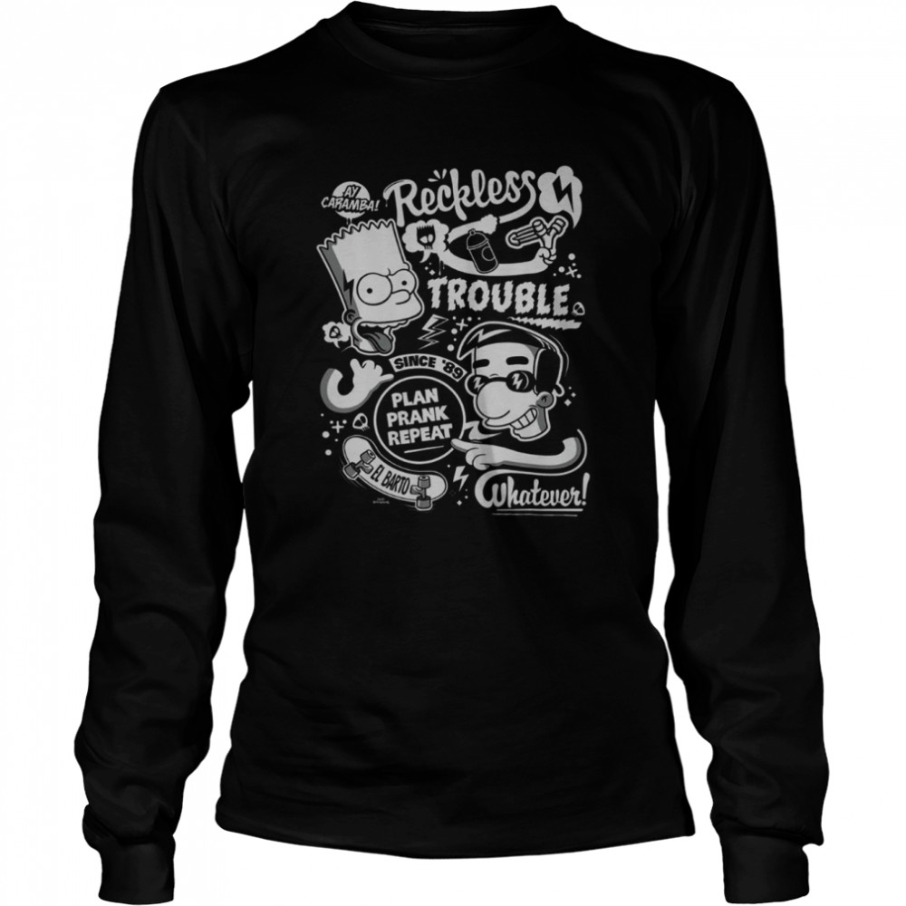 The Simpsons Bart and Milhouse Reckless Trouble Since 89 T- Long Sleeved T-shirt