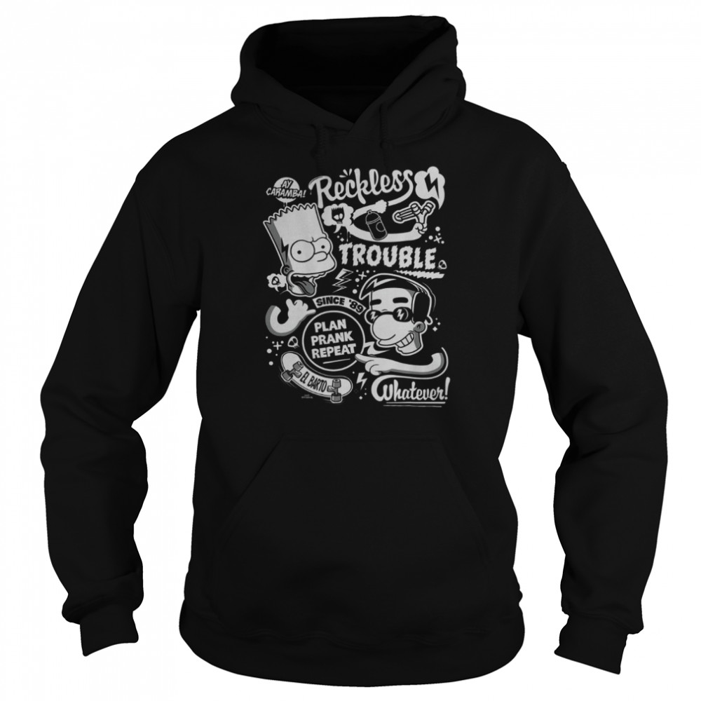 The Simpsons Bart and Milhouse Reckless Trouble Since 89 T- Unisex Hoodie