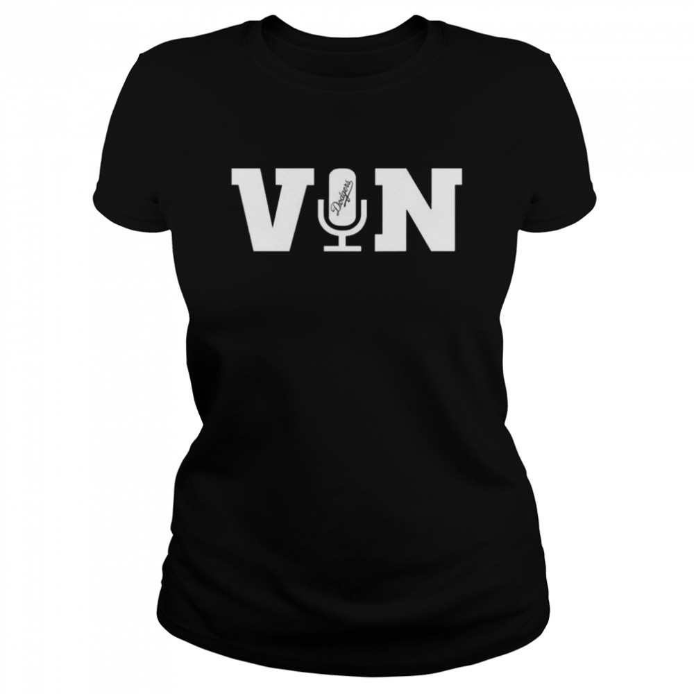 Vin Scully Microphone Dodgers 2022  Classic Women's T-shirt