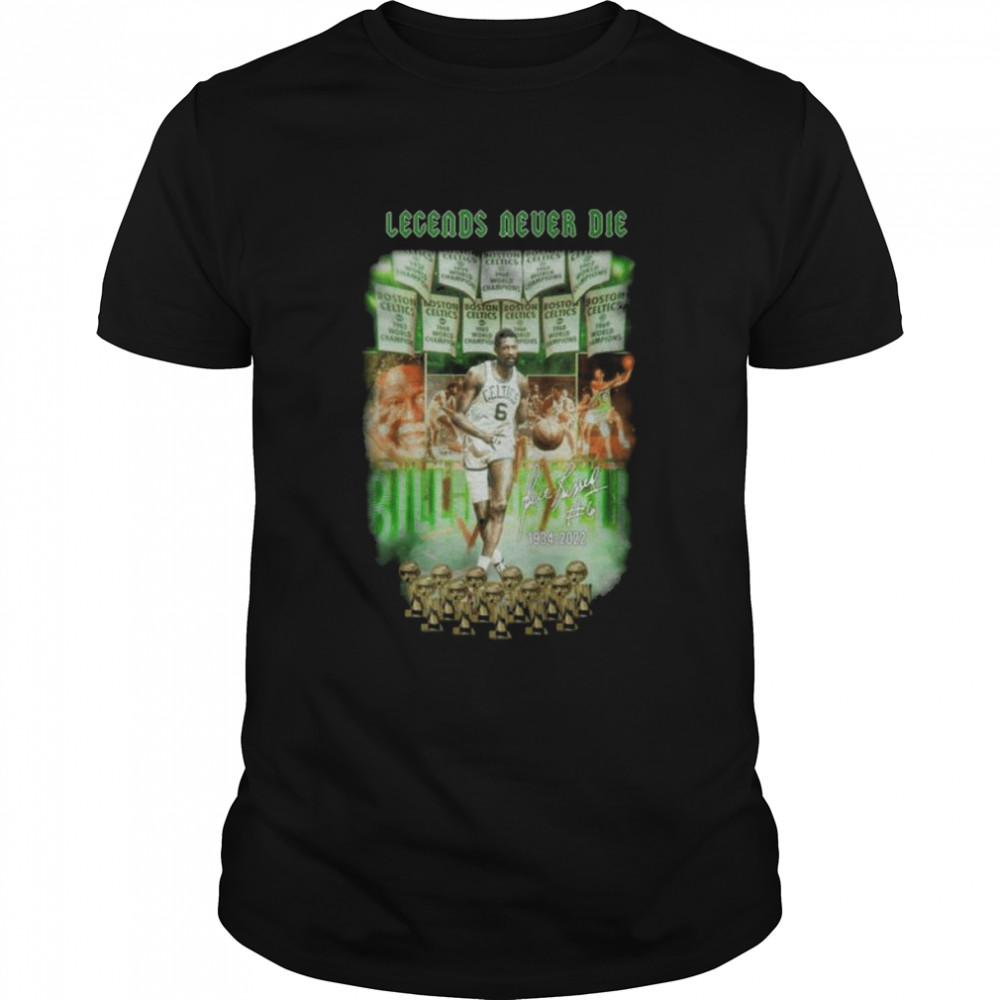 Boston Celtics Bill Russell legend never die 1934 2022 signature shirt Classic Men's T-shirt