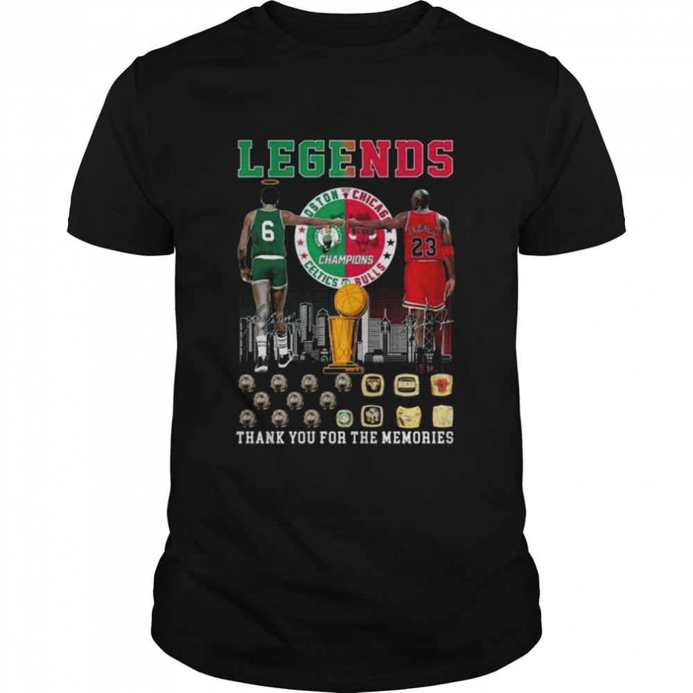 Bill russell and michael jordan legends thank you for the memories signatures shirt