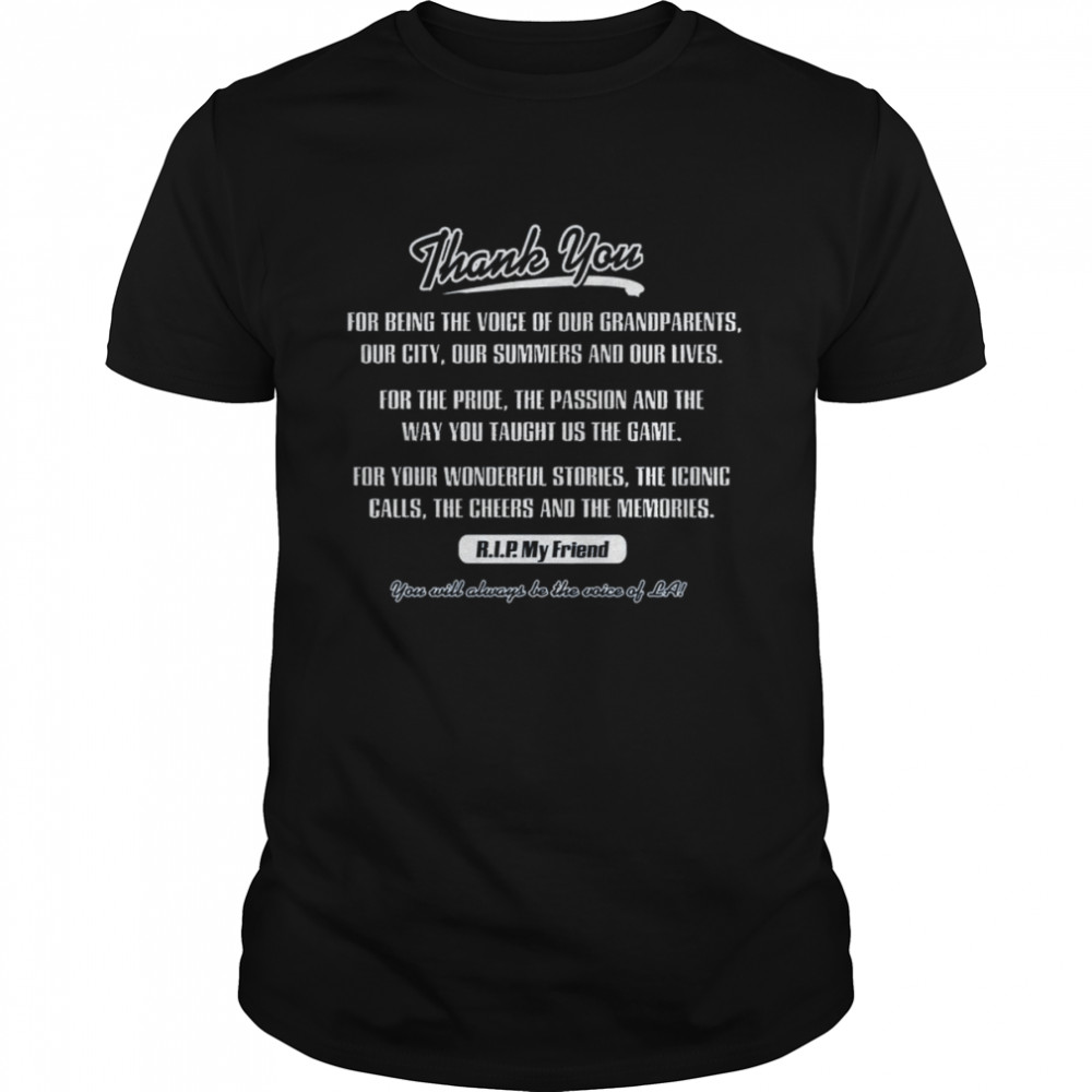 Los Angeles Baseball Fans Apparel Vin Scully Tribute Shirt