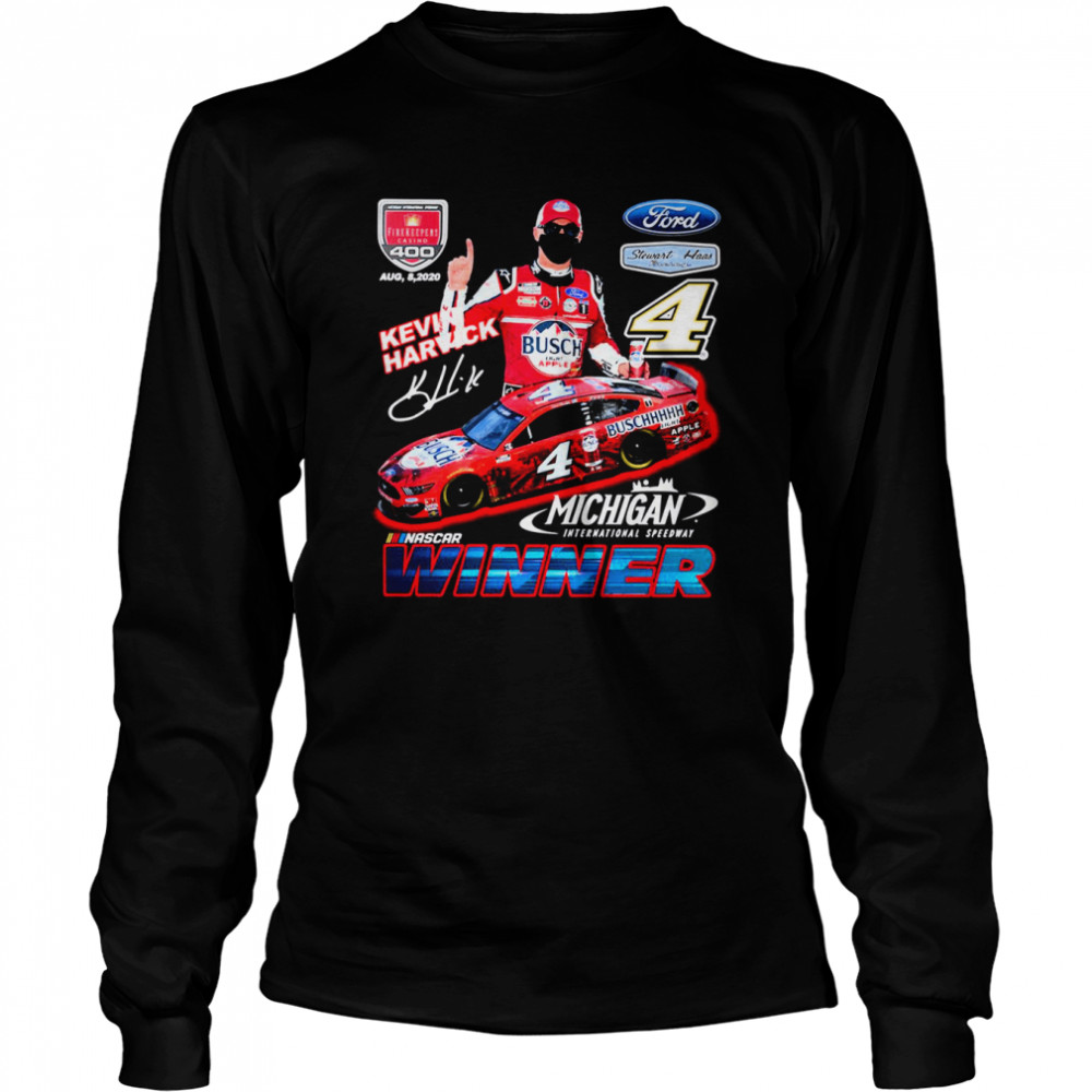 Signature Michigan International Speedway Retro Nascar Car Racing Kevin Harvick shirt Long Sleeved T-shirt
