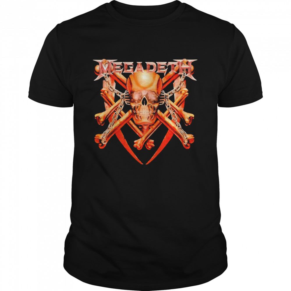 Skeleaton Logos Gold Megadeth shirt