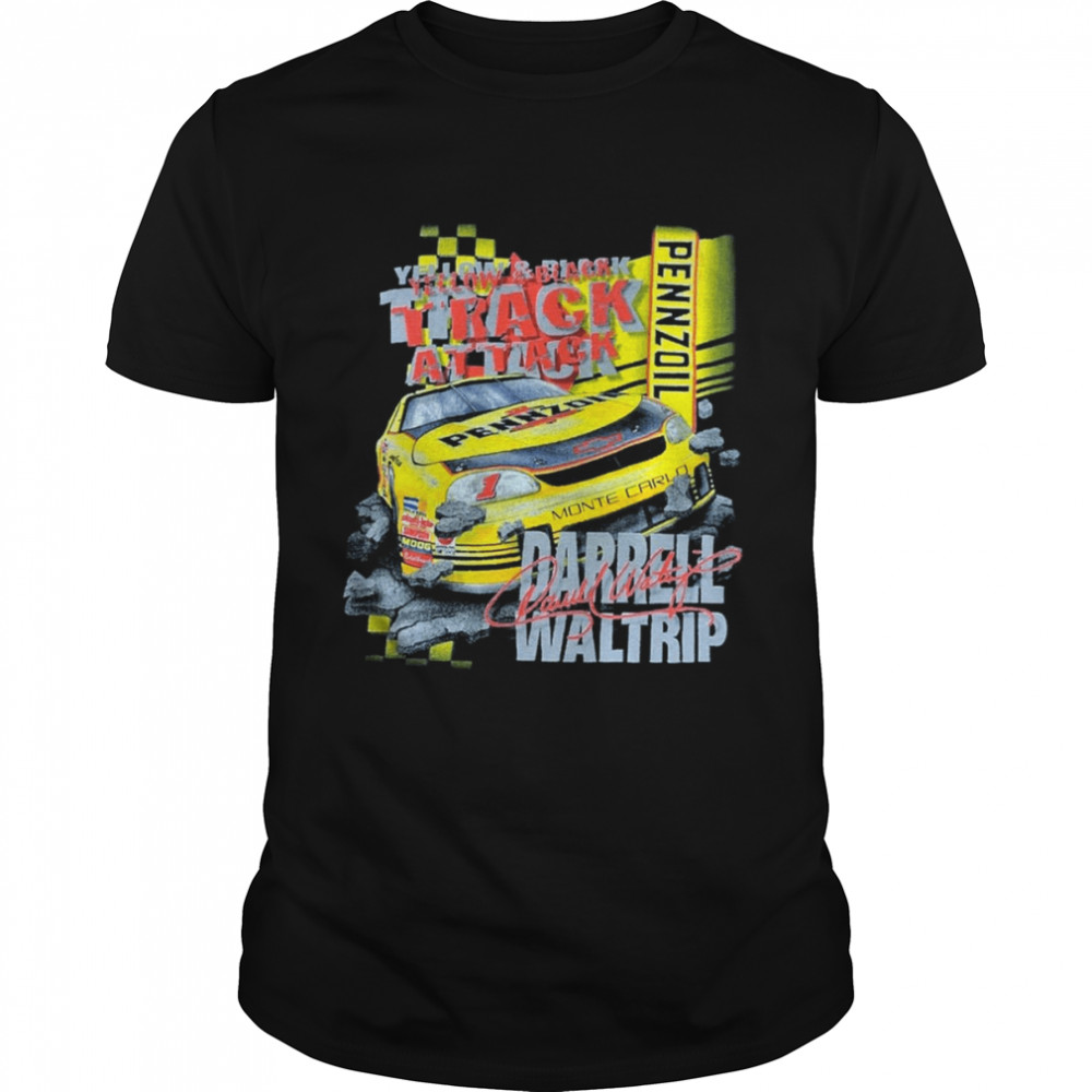 Yellow Black Track Attack Retro Nascar Car Racing Darrell Waltrip shirt Classic Men's T-shirt