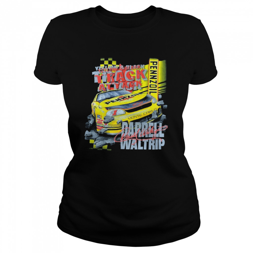 Yellow Black Track Attack Retro Nascar Car Racing Darrell Waltrip shirt Classic Women's T-shirt