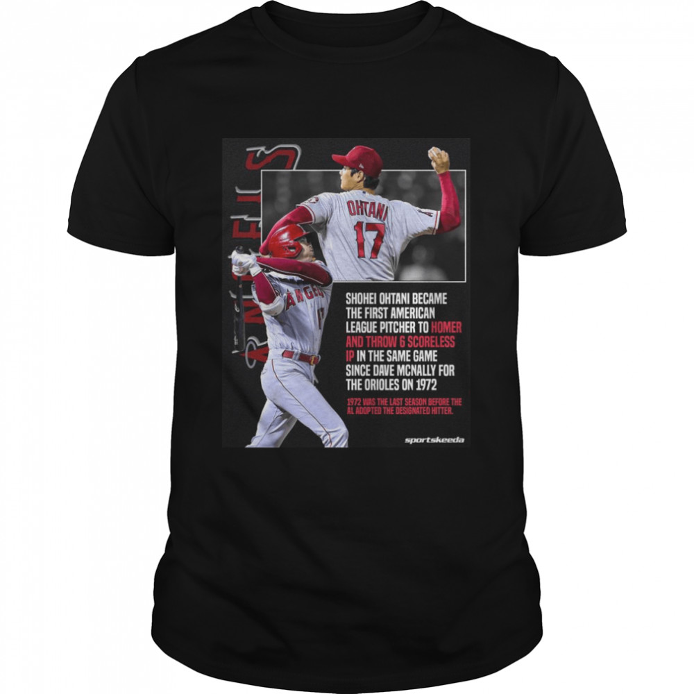 Shohei Ohtani became the first American league pitcher to homer shirt