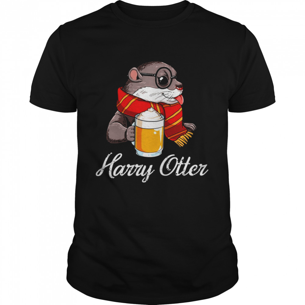 Harry Otter Cute Wizard Otter With Butter Beer shirt