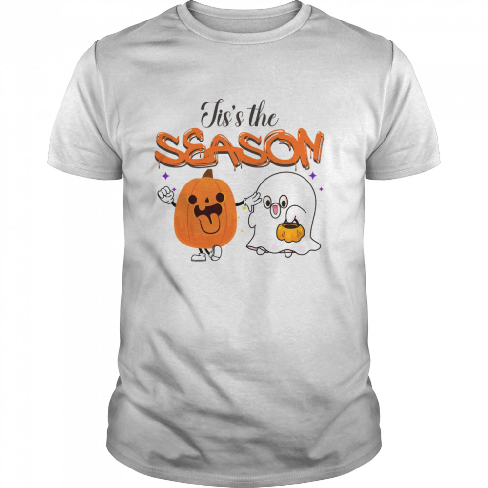 Jis’s The Season Cute Pumpkin And Ghost Spooky Season Halloween Graphic shirt Classic Men's T-shirt