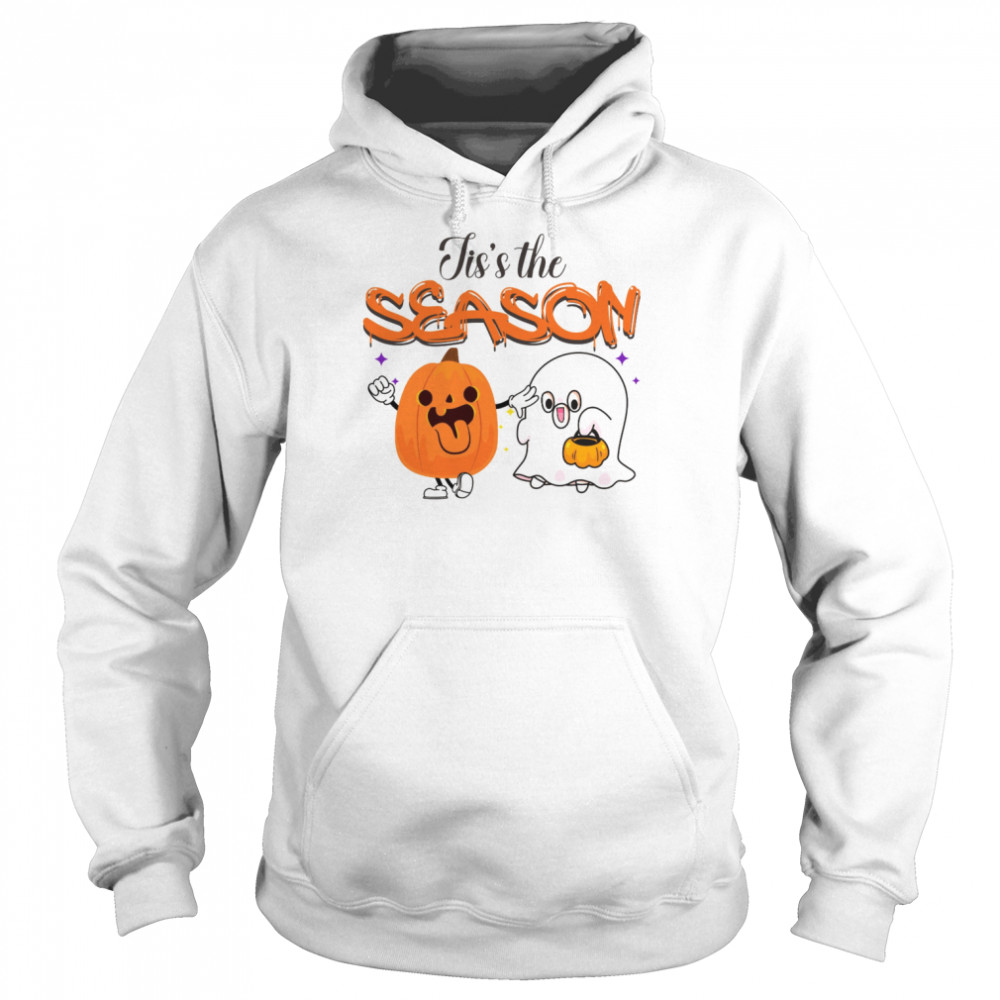Jis’s The Season Cute Pumpkin And Ghost Spooky Season Halloween Graphic shirt Unisex Hoodie