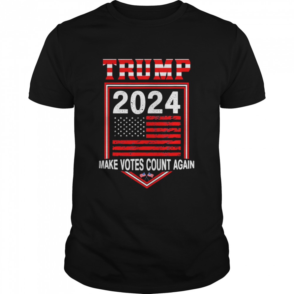 Trump 2024 Make Votes Count Again America flag retro T-Shirt