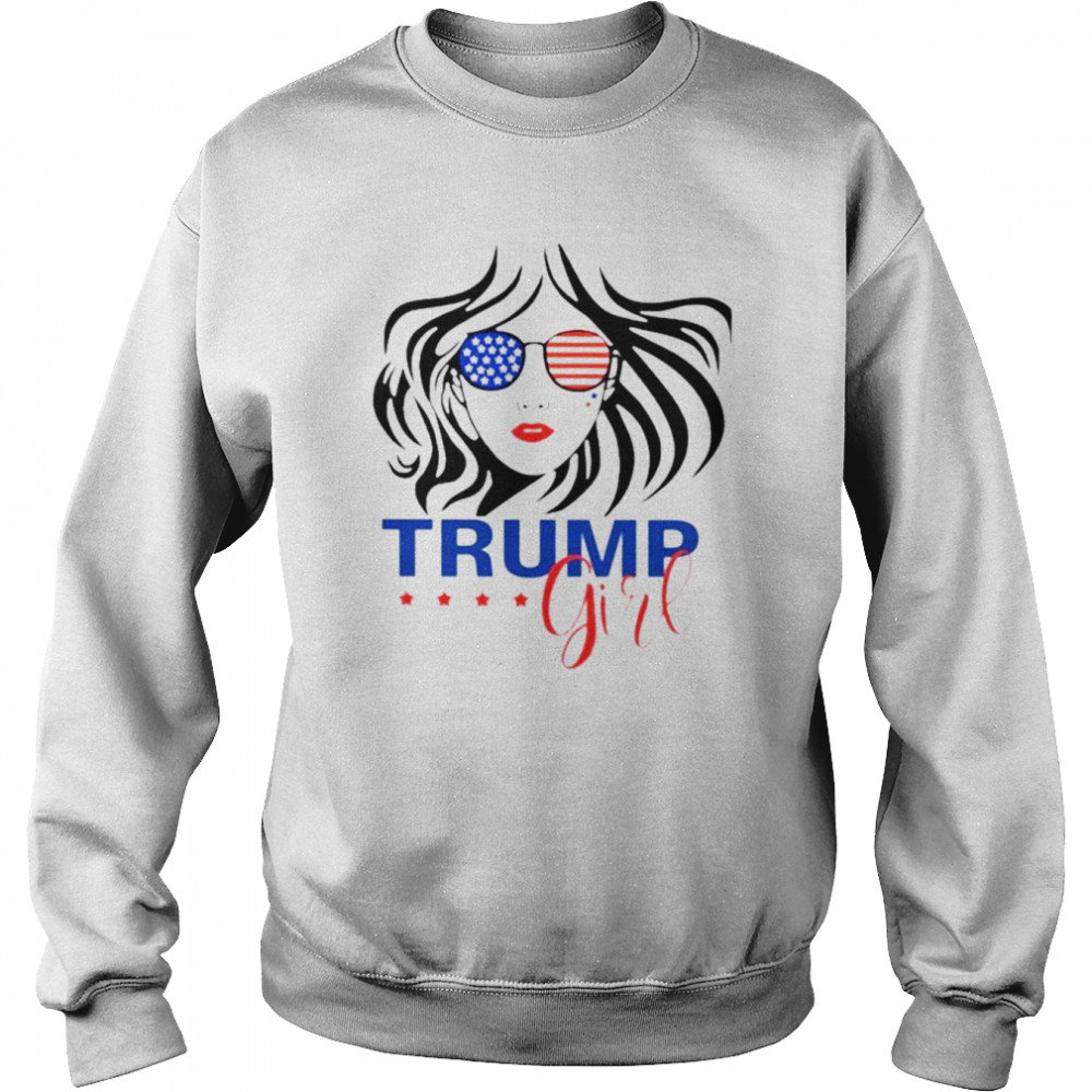Trump girl glasses American flag shirt Unisex Sweatshirt