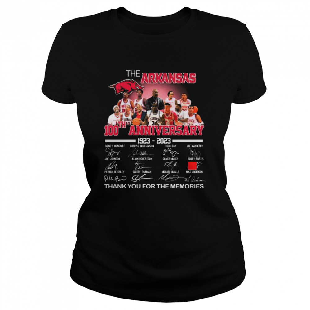 100th anniversary 1923-2023 The Arkansas thank you for the memories signatures shirt Classic Women's T-shirt