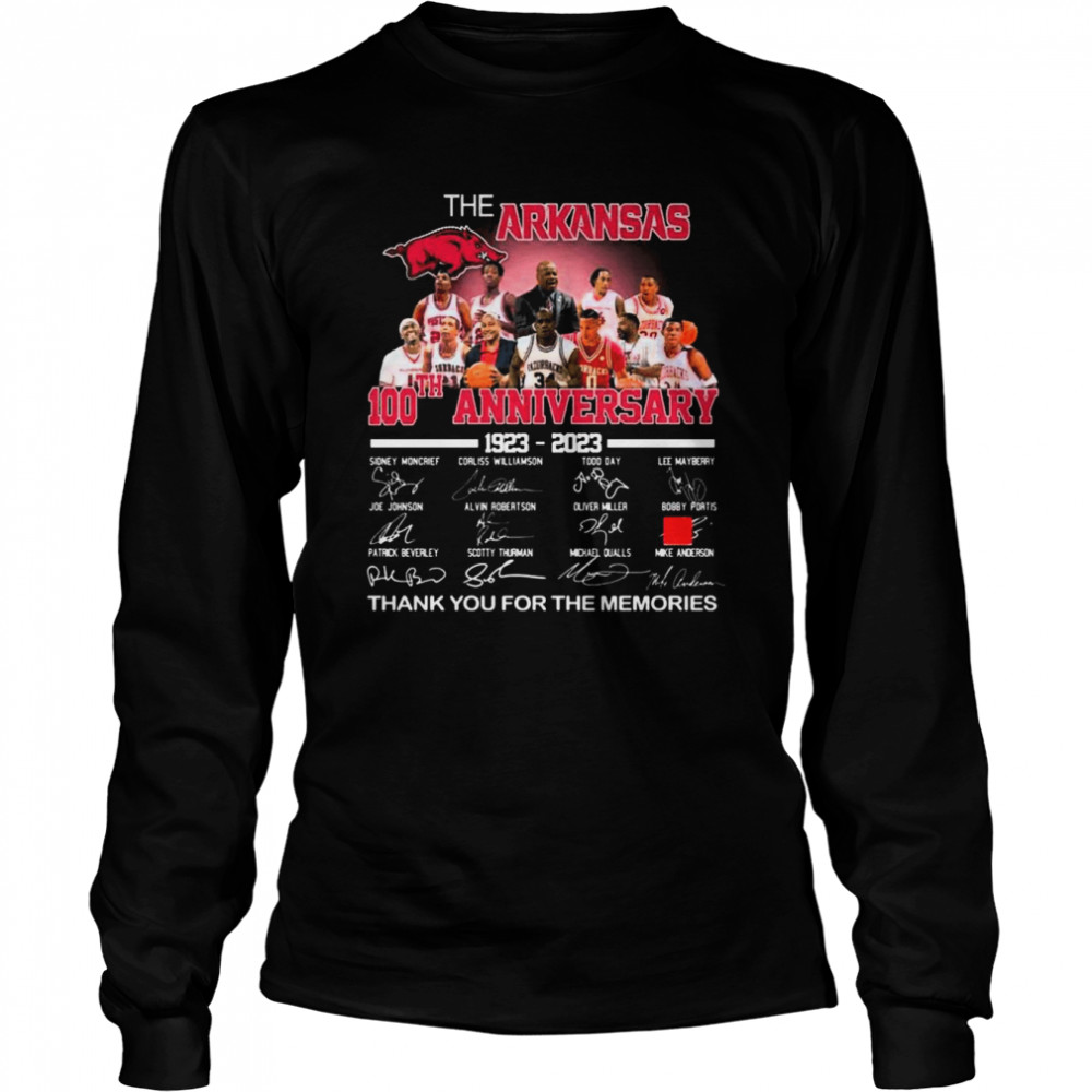 100th anniversary 1923-2023 The Arkansas thank you for the memories signatures shirt Long Sleeved T-shirt