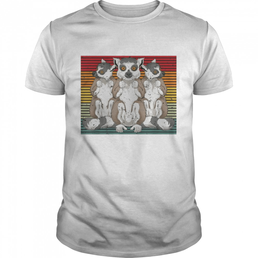 Vintage Retro Madagascar Animal Sifakas Vari Lemur Shirt