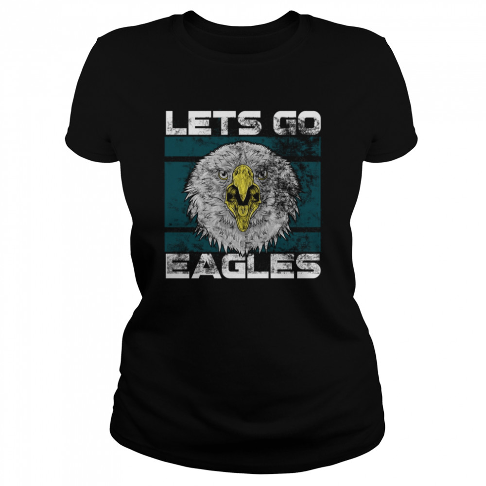 Lets Go Eagles Washed And Worn Look Philadelphia Eagles T Shirt - Limotees