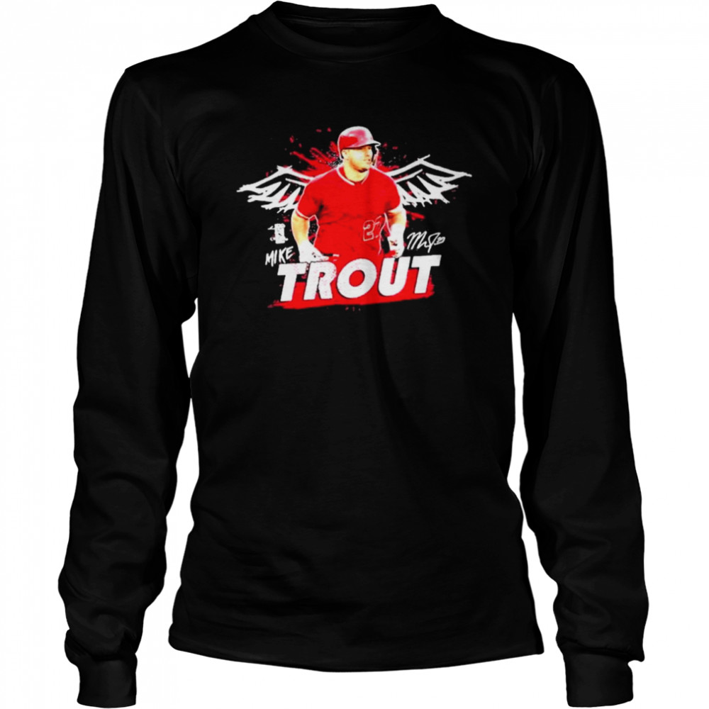 Mike Trout Art Los Angeles Angels Baseball  Long Sleeved T-shirt