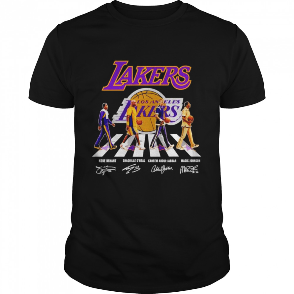 Los Angeles Lakers Kobe Bryant O’Neal Abdul-Jabbar Johnson abbey road signatures shirt Classic Men's T-shirt