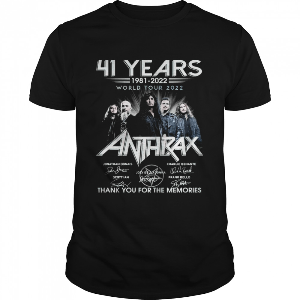 World Tour 2022 Anthrax Band Signatures 41 Years 1981-2022 Fanmade shirt