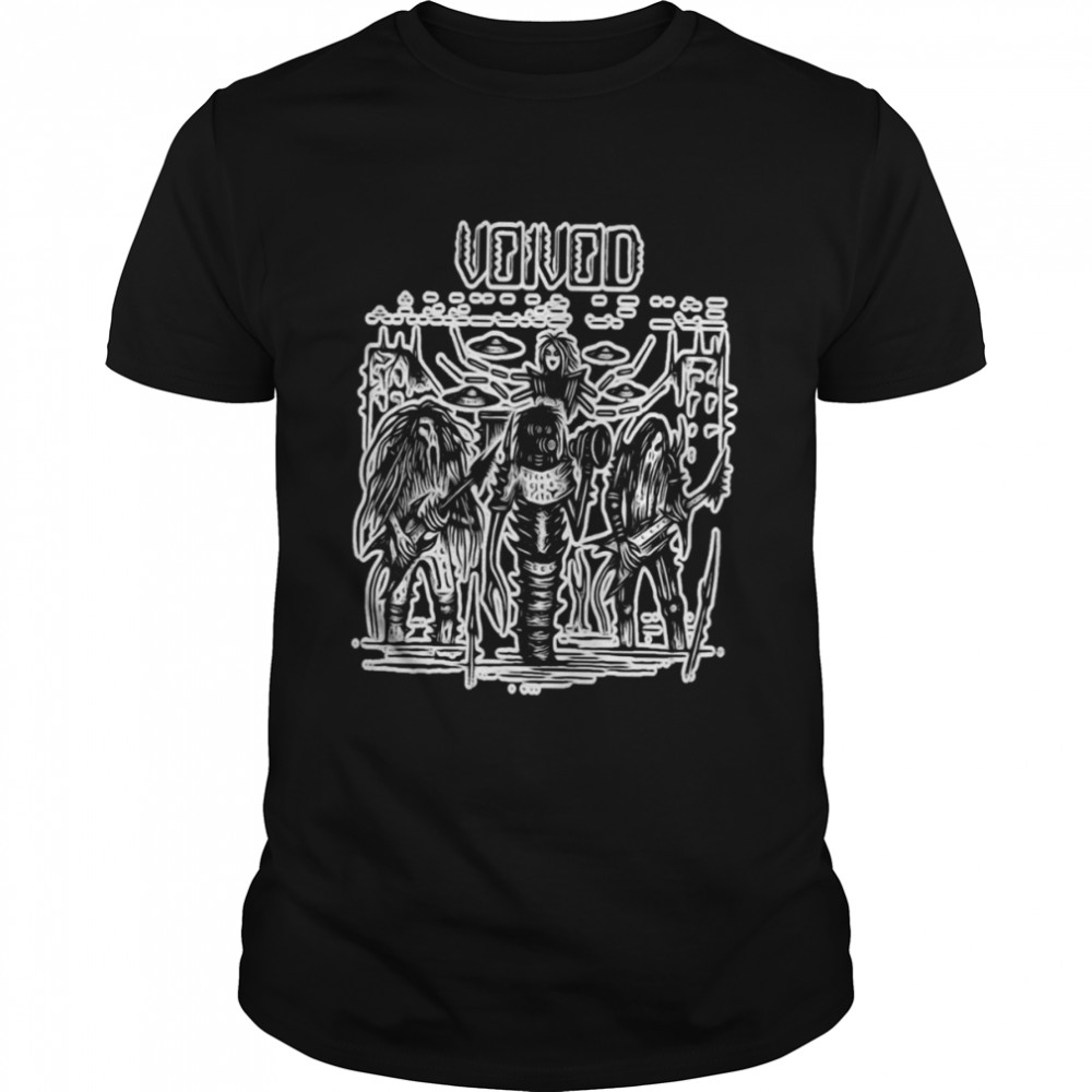 Black And White Chibi Art Voivod Retro Rock Band shirt