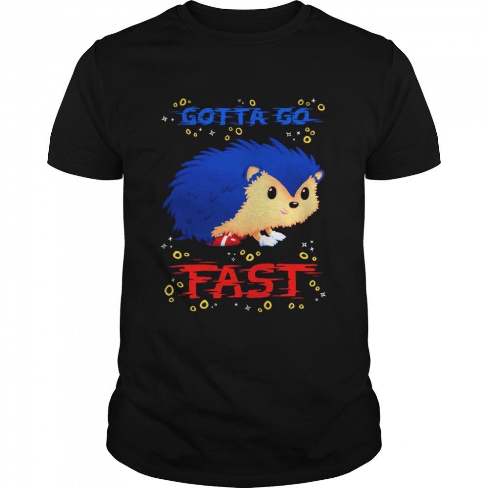 Gotta Go Fast Cute Hedhehog Retro Platformer Game Meme shirt