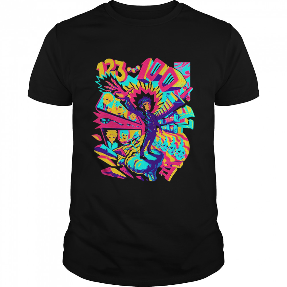 1 2 3 Psychedelic 100 Anime Coloful shirt Classic Men's T-shirt