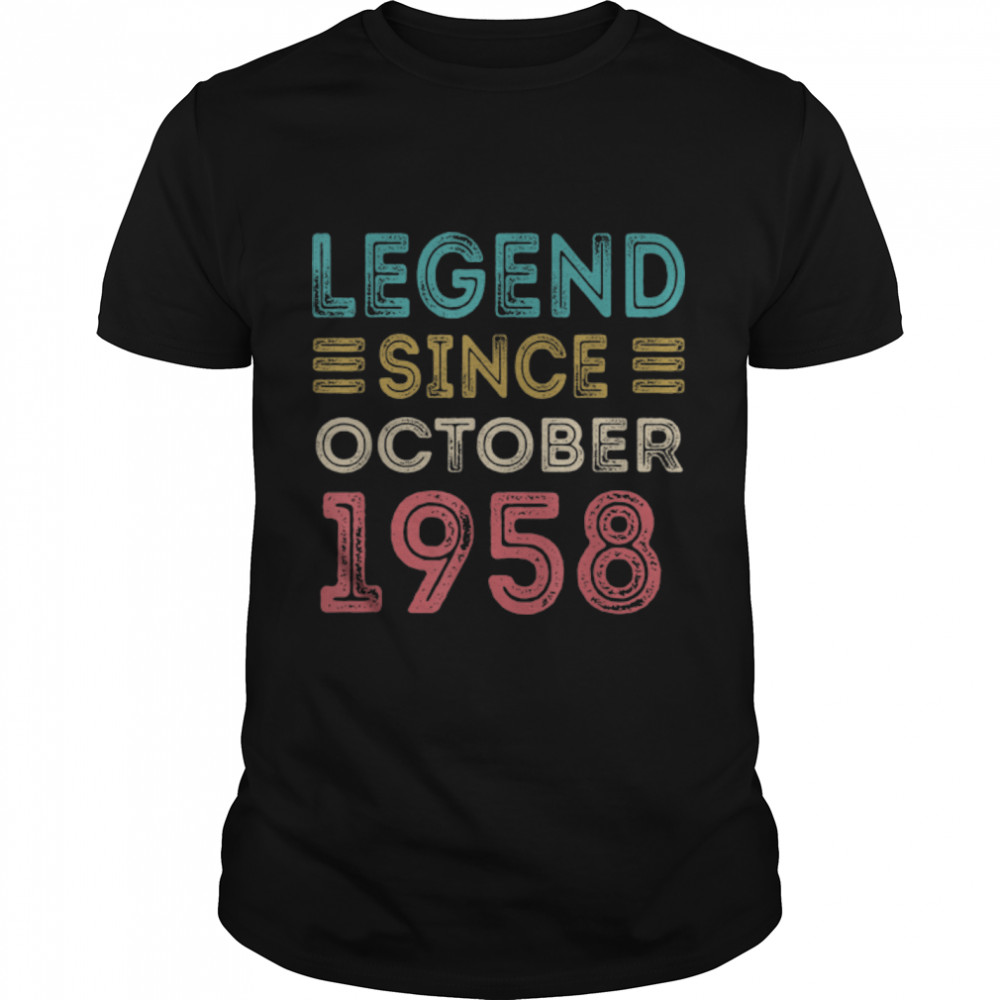 64 Year Old Legend Since October 1958 64th Birthday Vintage T-Shirt B0BBHBXX9V