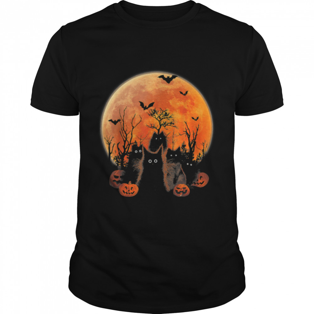 Black Cats Moon Pumpkin Funny Halloween Horror Gifts T- B0B9SYFFLC Classic Men's T-shirt
