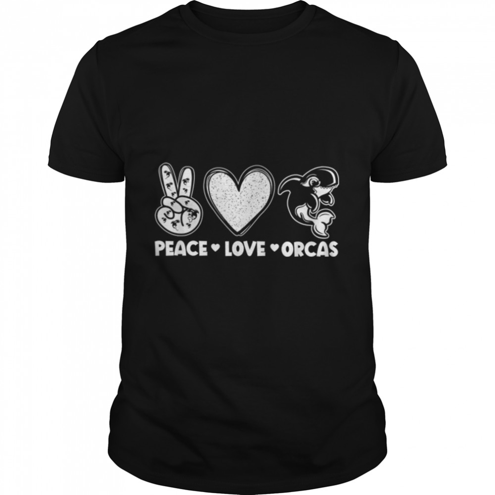 Funny Whales Peace Love Orcas Orca Lovers T-Shirt B0B9T25BM2
