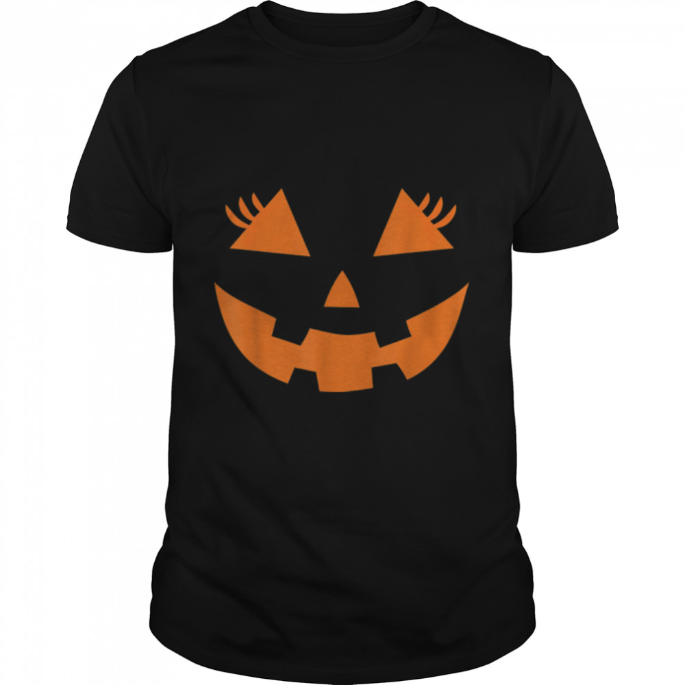 Jack o Lantern cute pumpkin face with eyelashes halloween T- B0B9SQ1PS3 Classic Men's T-shirt