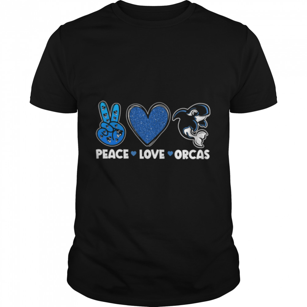 Whales Funny Orca Lovers Peace Love Orcas Long Sleeve T-Shirt B0B9SYRP3Y