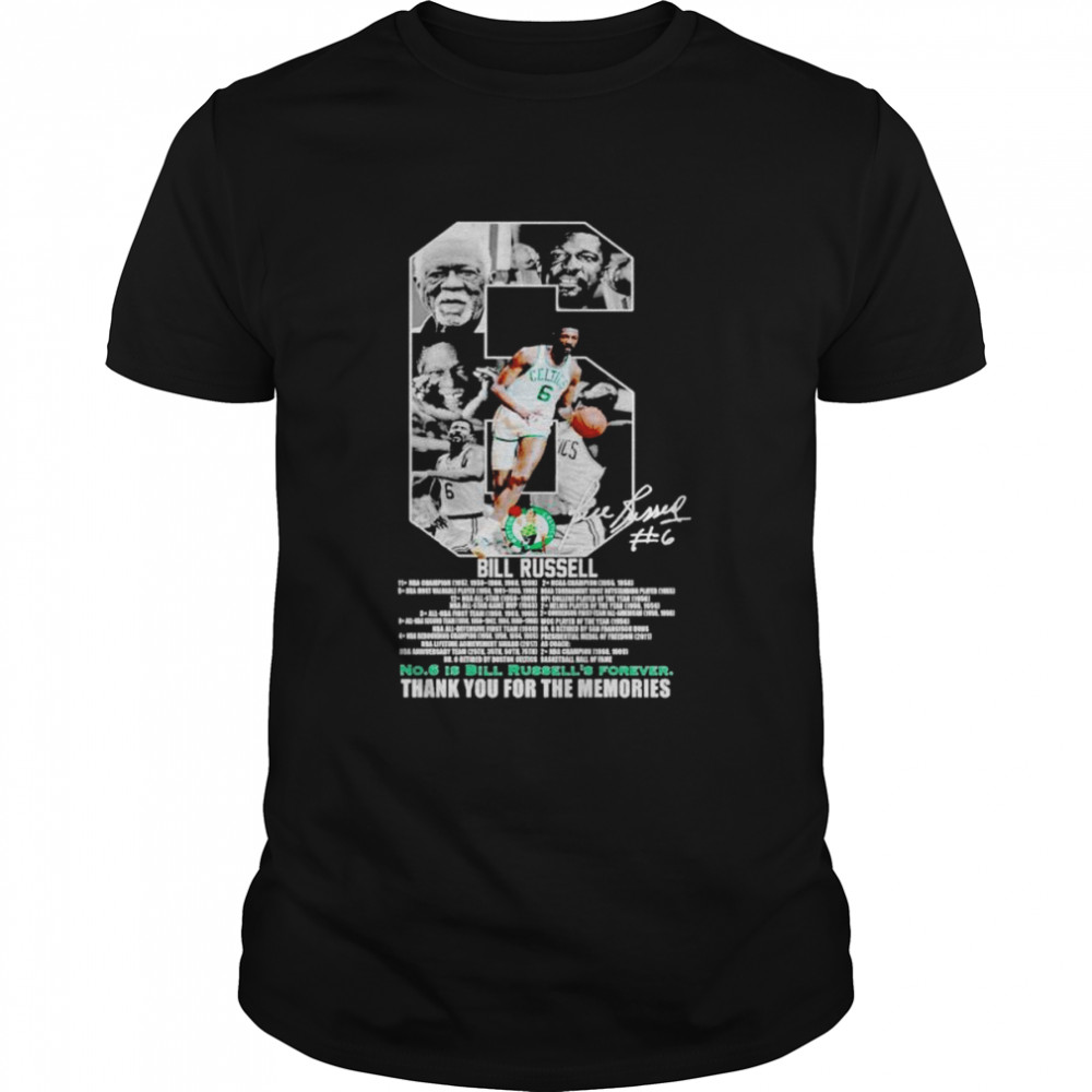 No 6 Bill Russell forever thank you for the memories signature shirt Classic Men's T-shirt
