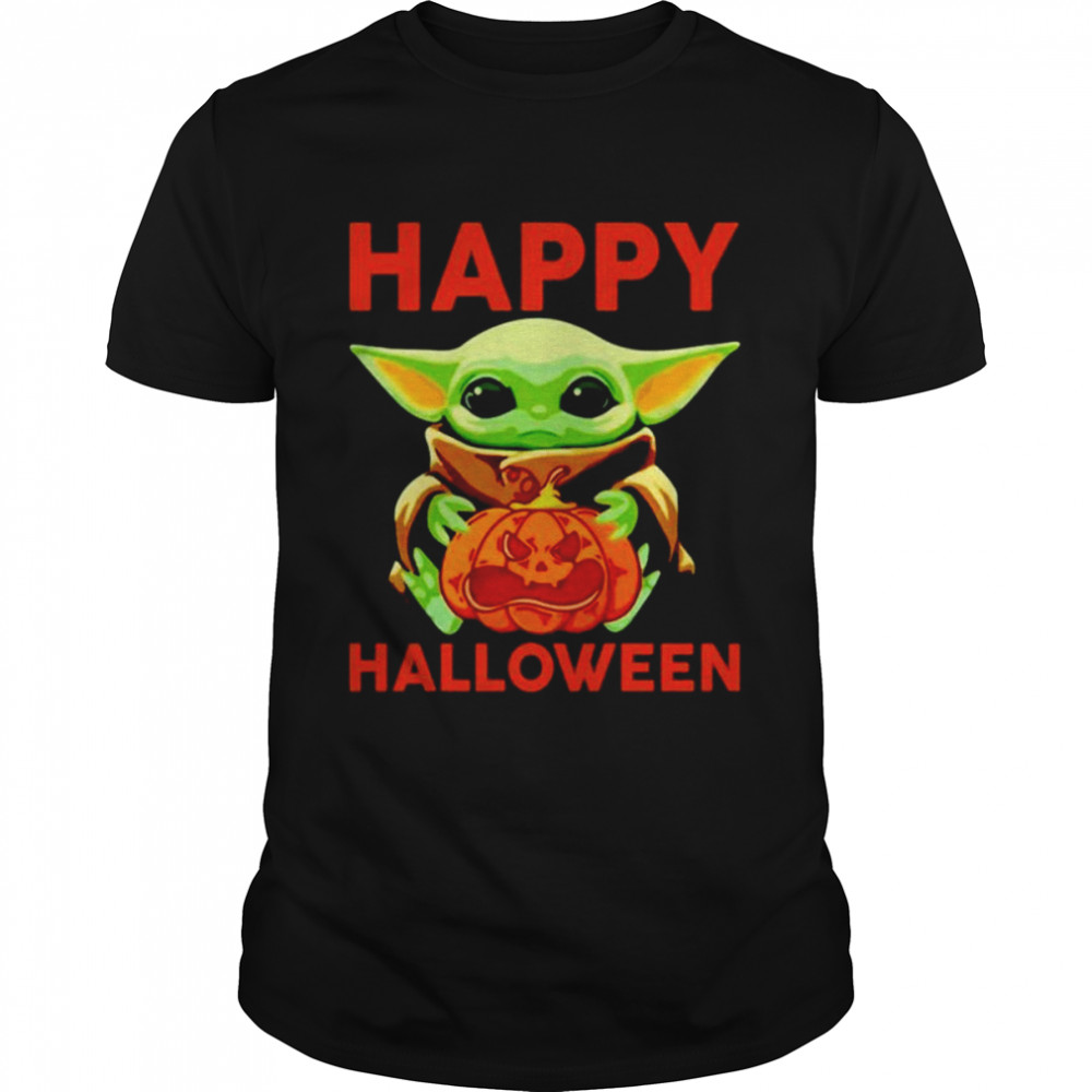 Baby Yoda Pumpkin Happy Halloween unisex T-shirt