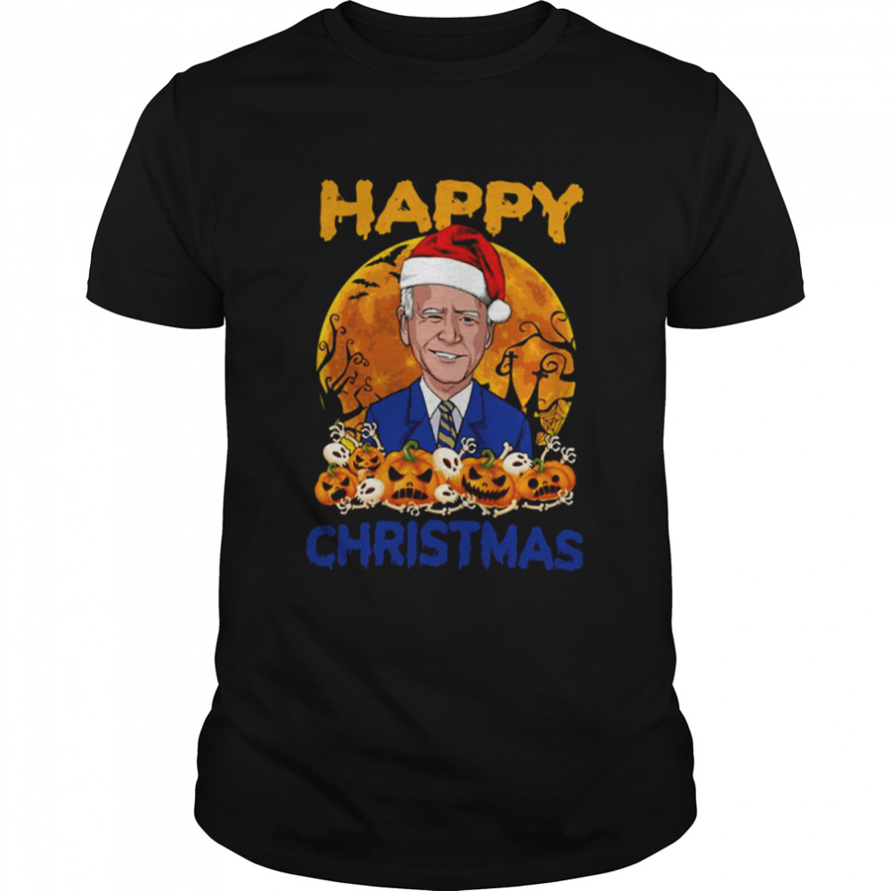 Santa Hat Christmas Funny Anti Joe Biden Halloween Spooky Night shirt