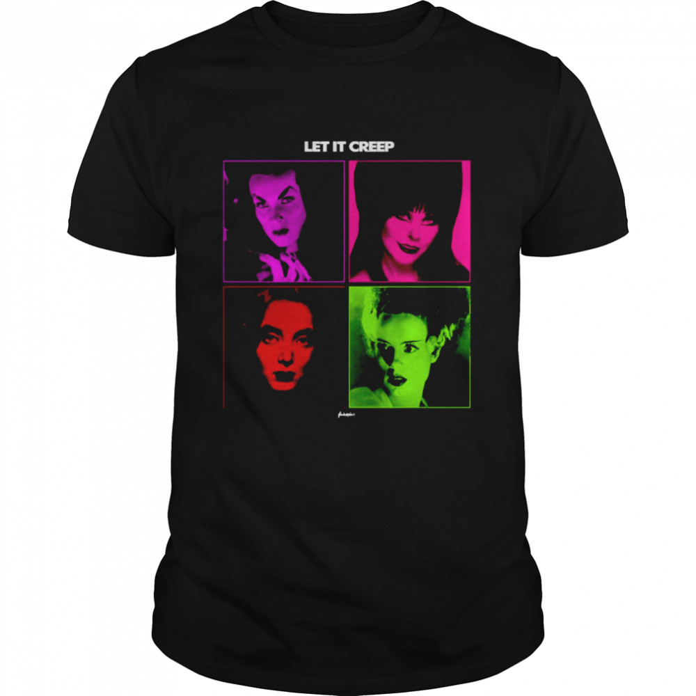 Let It Creep Vampira Elvira Lily Munster Bride Of Frankenstei shirt Classic Men's T-shirt