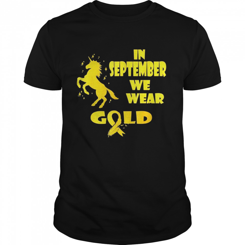 In September We Wear Gold Unicorn Childhood Cancer Awareness T- Classic Men's T-shirt