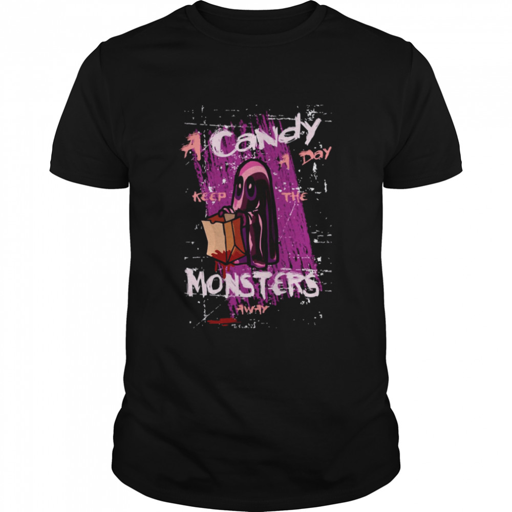 A Candy A Day Keep The Monsters Away Candy Monster Halloween Boo shirt