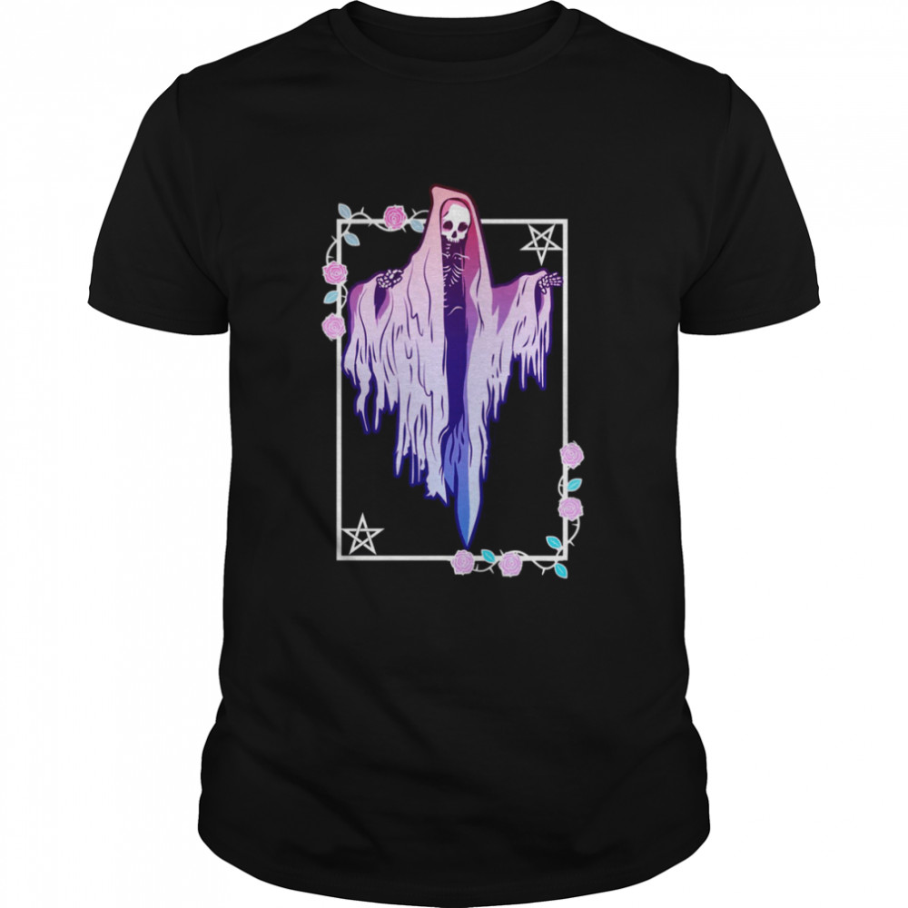 Ghost And Roses Wiccan Kawaii Pastel Goth Occult Emo Alternative shirt Classic Men's T-shirt