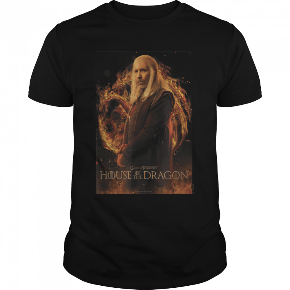 House of the Dragon Viserys Targaryen Fire And Blood Poster T-Shirt B0BCHK8FGF