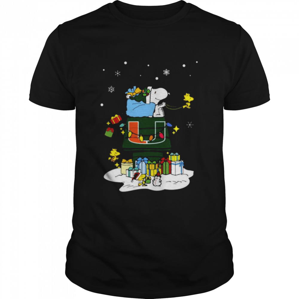 Miami Hurricanes Santa Snoopy Wish You A Merry Christmas 2022 Shirt