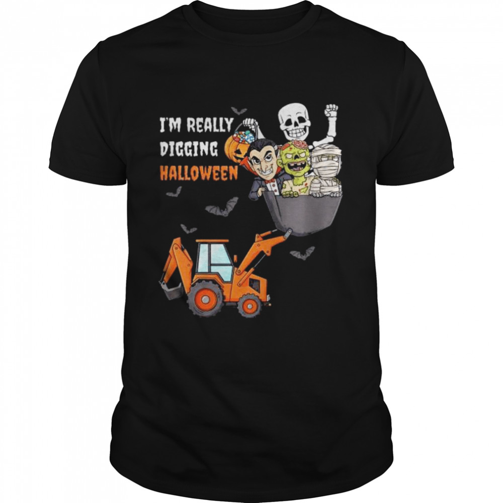 Skeleton zombie I’m really digging halloween shirt
