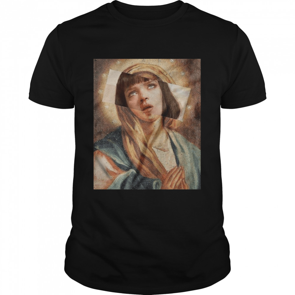 Uma Thurman Virgin Mary shirt