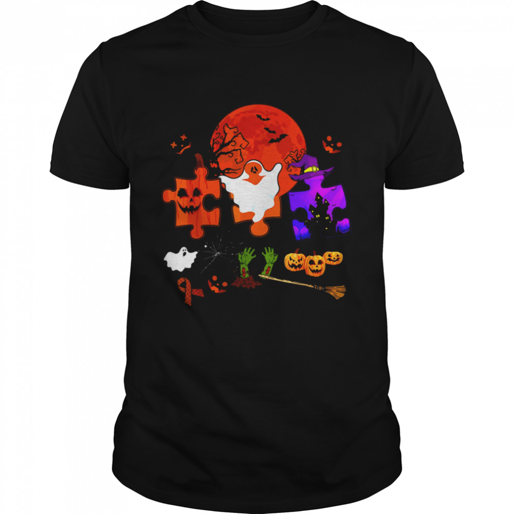 Halloween Three Puzzles Scary Witch Pumpkin Shirts