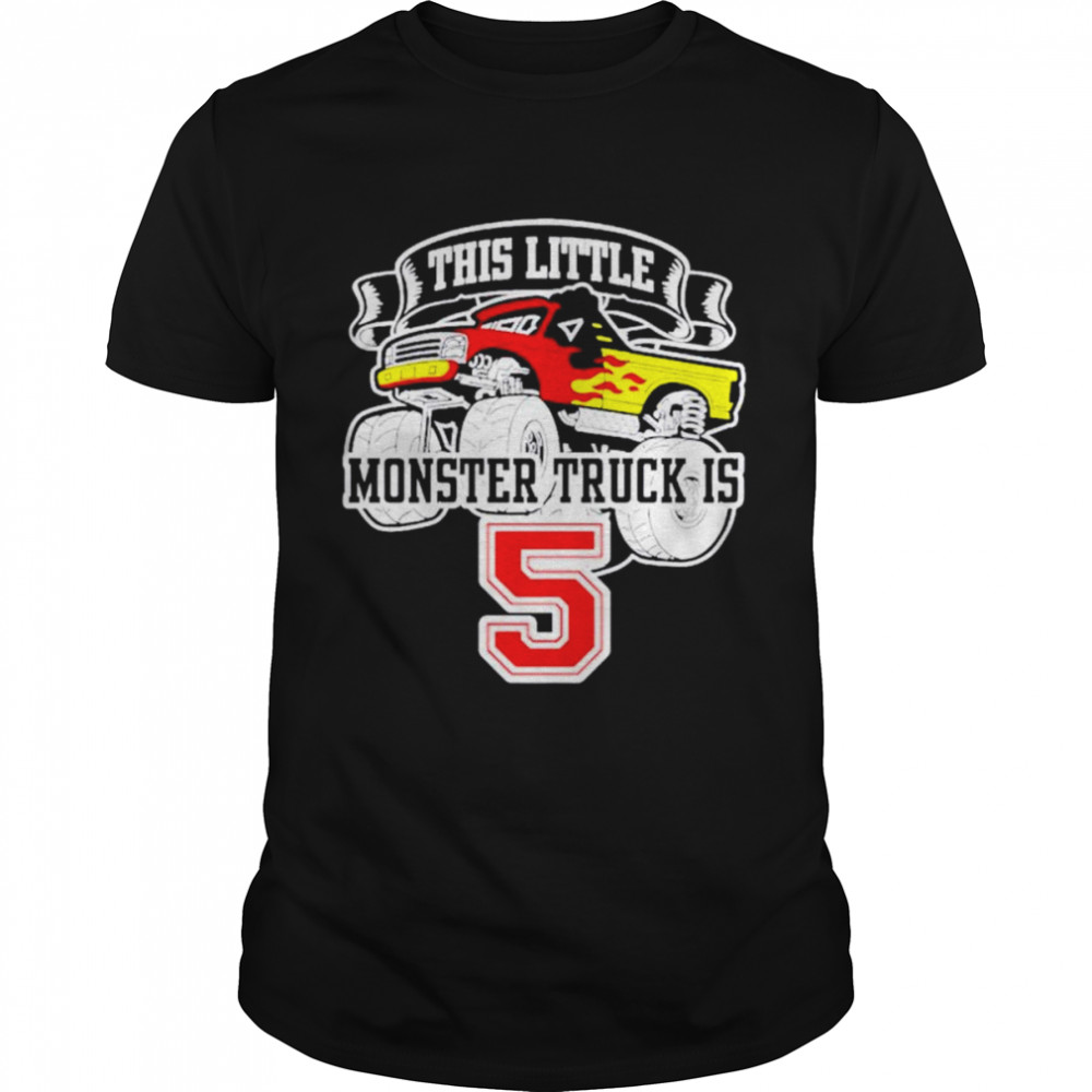 Kids monster truck 5th birthday this little monster trucks shirt Classic Men's T-shirt