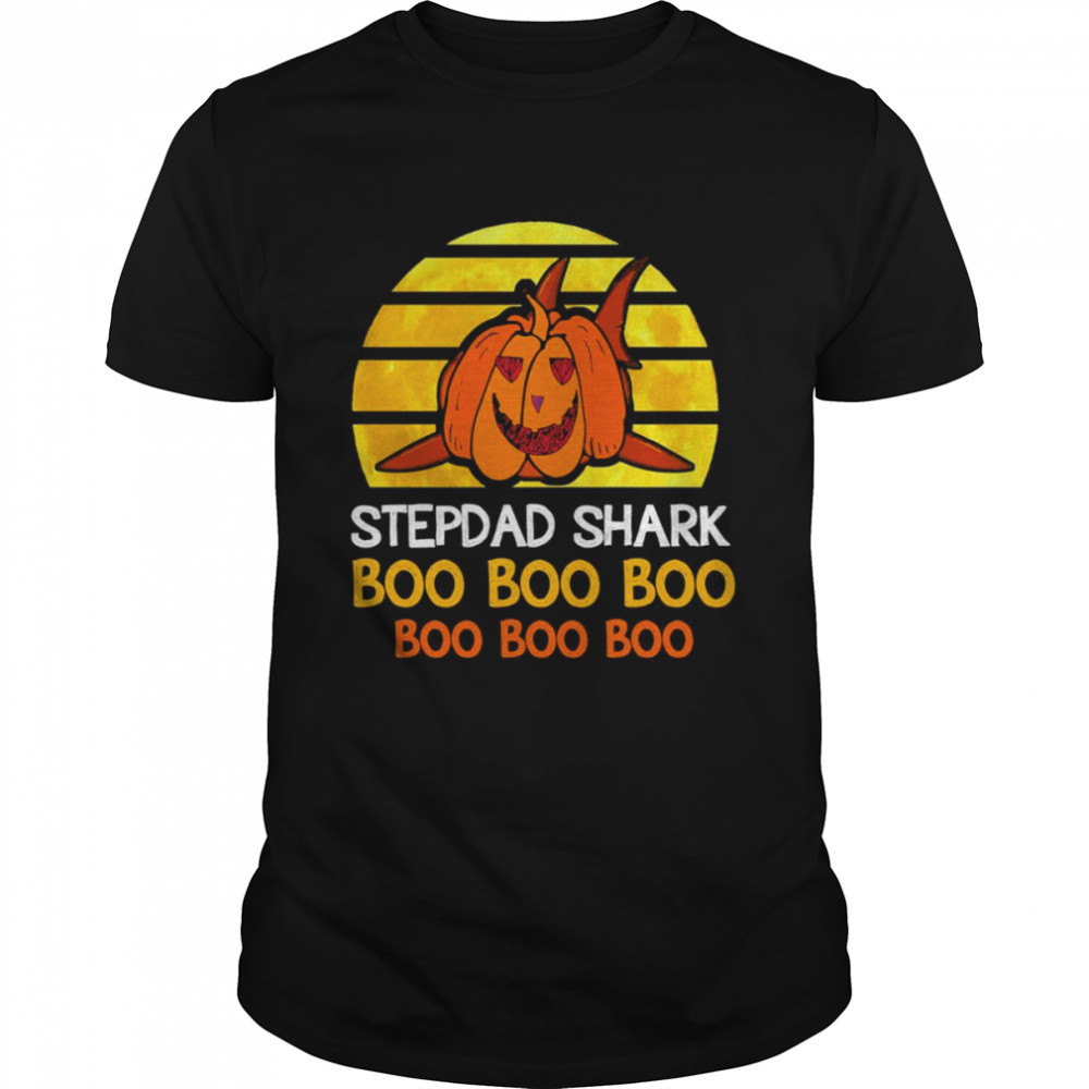Stepdad Shark Boo Pumpkin Halloween Stepdad Vintage Shirt