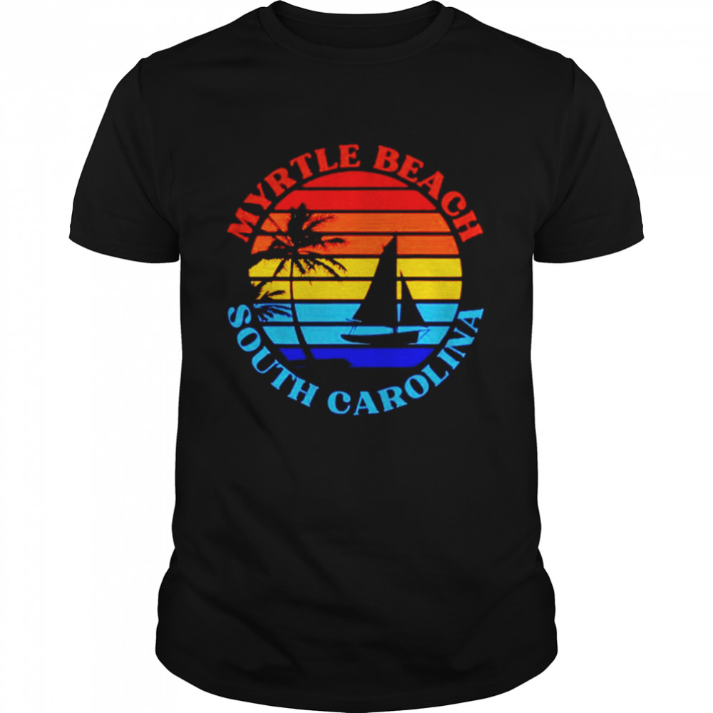 Myrtle beach south carolina summer vacation retro sunset shirt