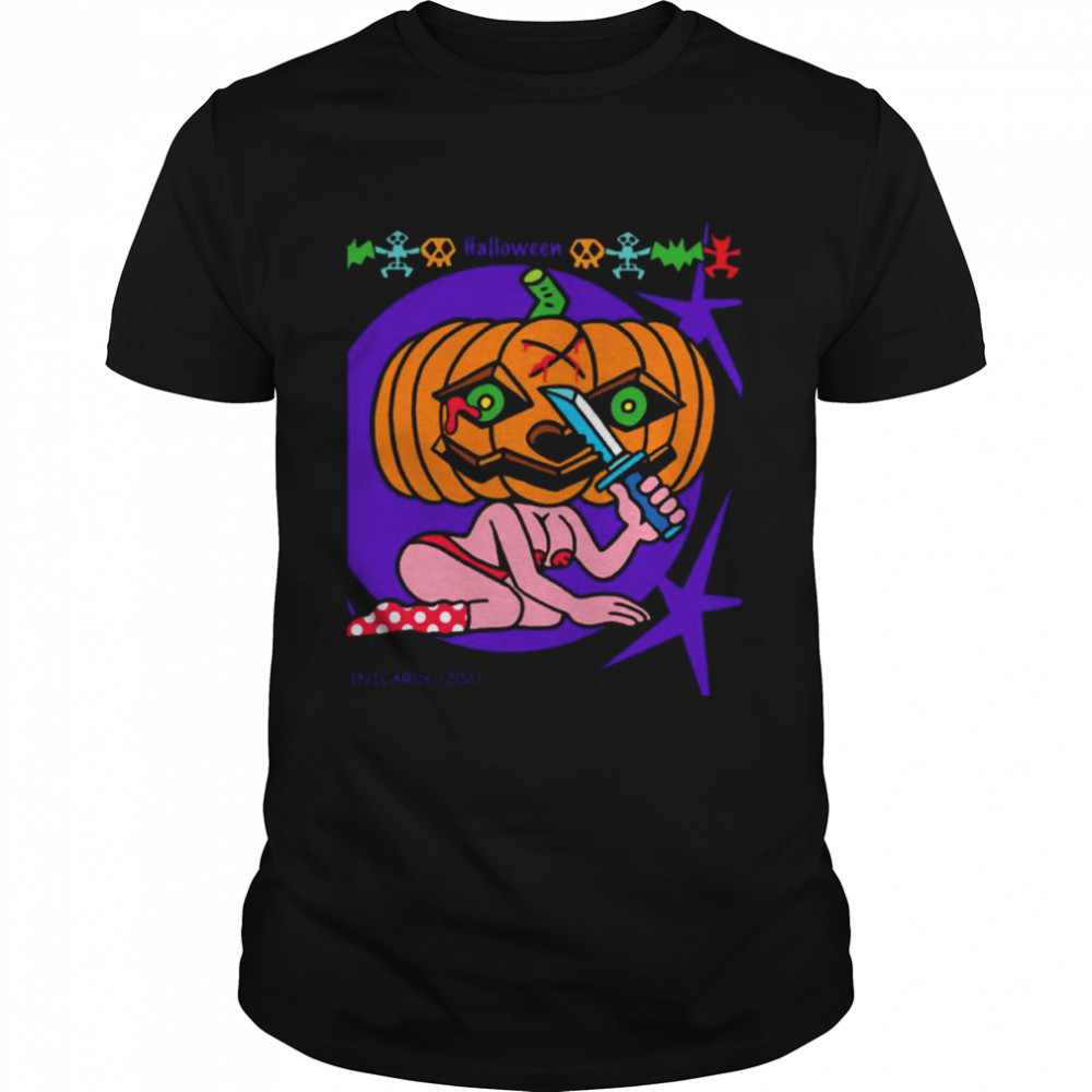 Halloween Scary Pumpkin Head Sexy Woman Body shirt