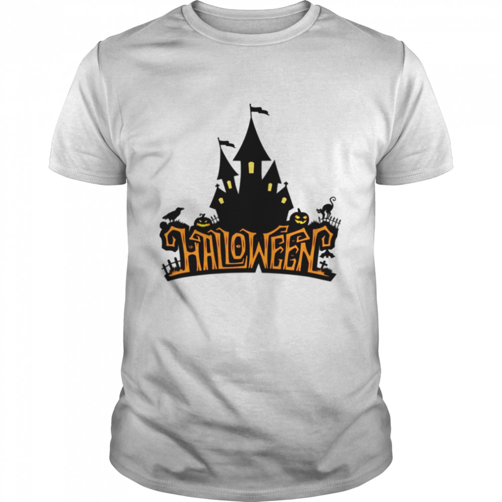 Spooky Halloween Lettering With Castle shirt