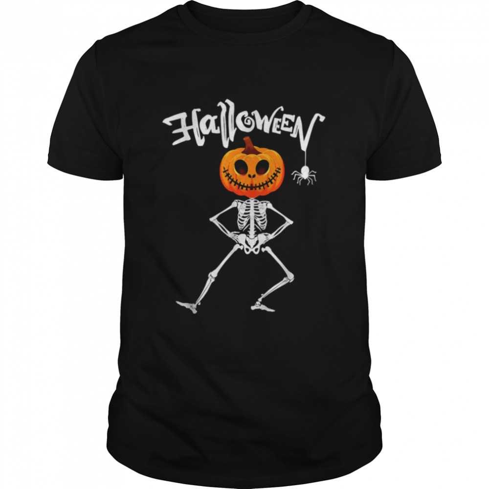 Skeleton Pumpkin Head Halloween Scary shirt